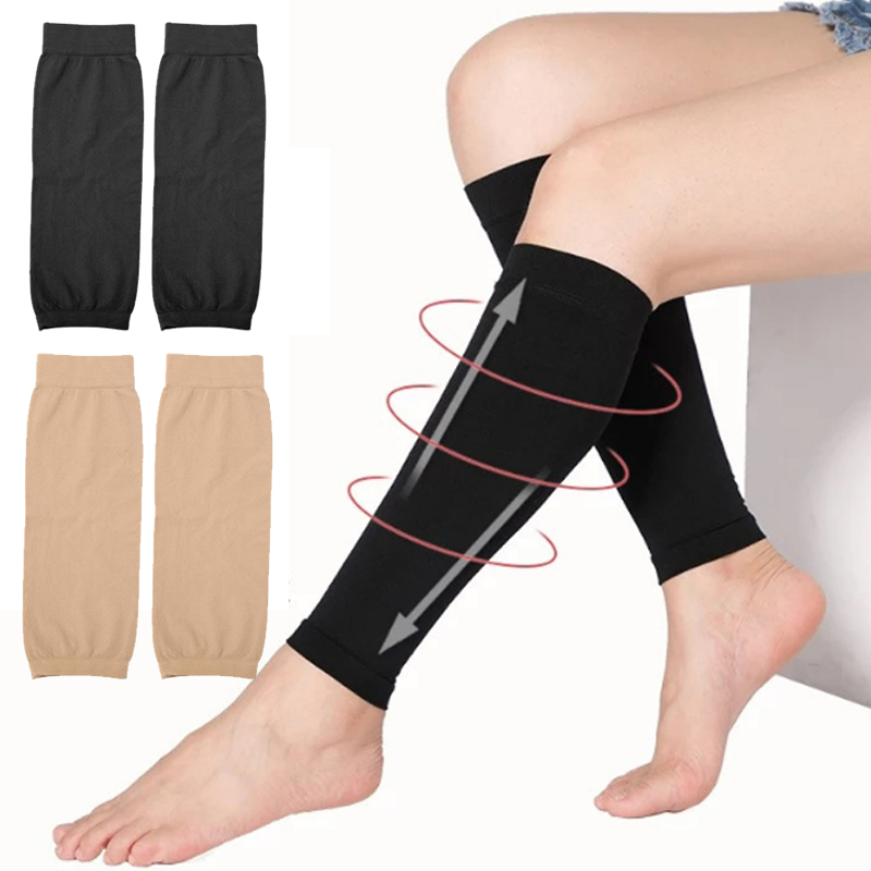 Compression Sleeve Calf - ถุงเท้ารัดกล้ามเนื้อแบบยูนิเซ็กส์ ปลอกขาแบบยืดหยุ่น ระบายอากาศได้ดี ถุงเท้ากีฬาแบบไม่มีส่วนหุ้มเท้า สำหรับฟุตบอล ปั่นจักรยาน
