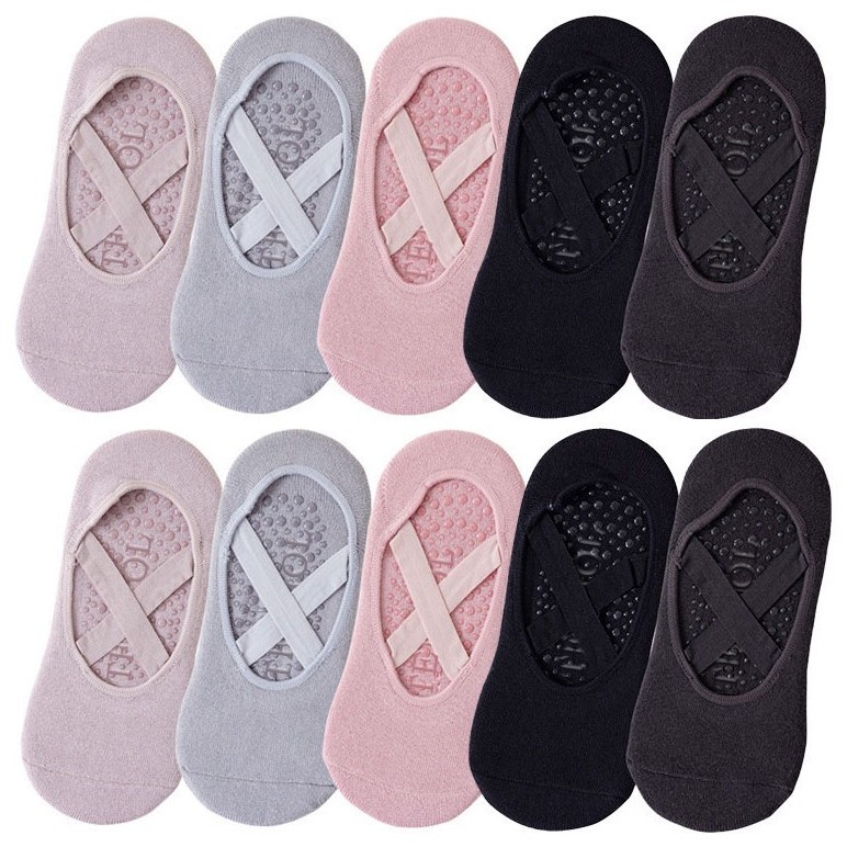 Grip Sock Yoga - 1/3 คู่ ถุงเท้าโยคะ ผู้หญิง ผ้าฝ้าย ซิลิโคน