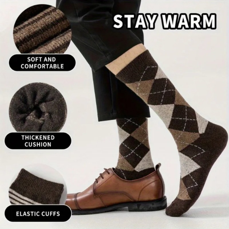 ถุงเท้าลายตารางสีน้ำตาลวินเทจ  - Dress Sock Men บทวิจารณ์และราคา