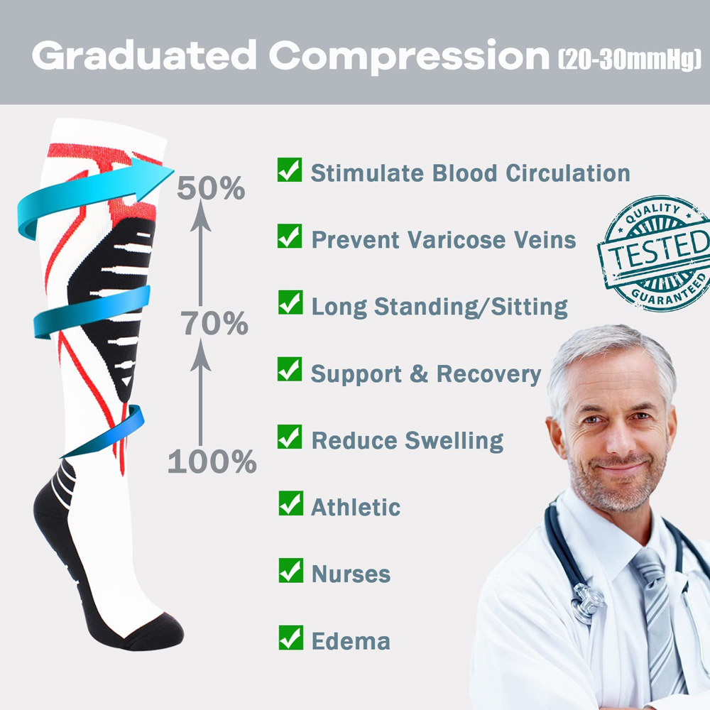ถุงเท้ารัดกล้ามเนื้อ 1 คู่ สำห - Compression Sock Medical บทวิจารณ์และราคา