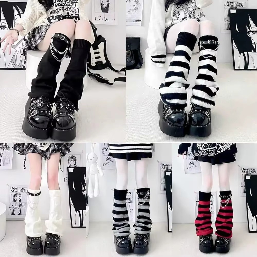 ถุงเท้ากันหนาวถักลายทางสไตล์โก - Boot Sock Slouchy บทวิจารณ์และราคา